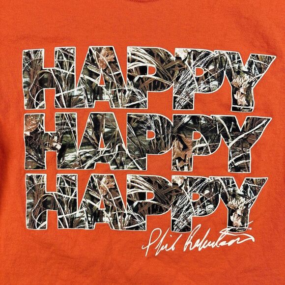Duck Commander T Shirt Adult M Orange Camo Happy Graphic Phil Robertson SS Mens - Picture 4 of 11